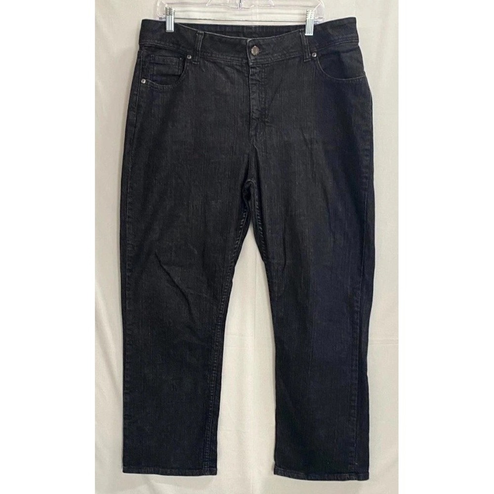 Riders by Lee Jeans Womens 18 Petite Black Denim Cotton Relaxed Fit Straight Leg